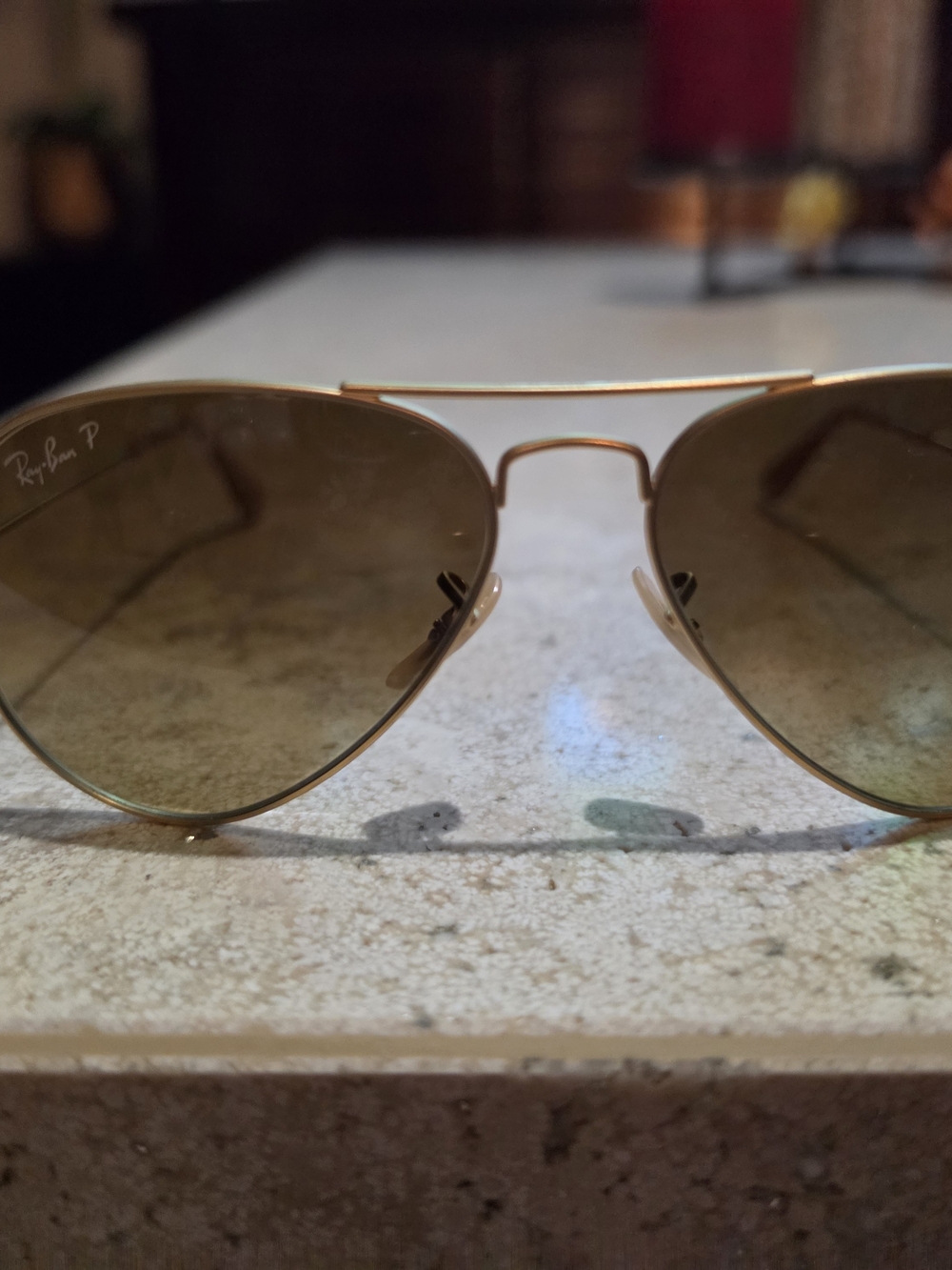Ray-Ban Gold Aviator Sunglasses with Brown Lenses